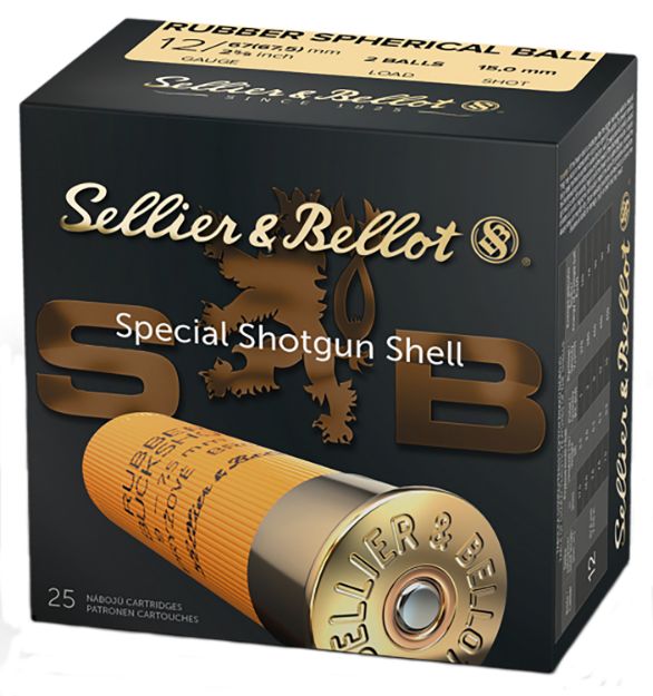 Picture of Sellier & Bellot Shotgun 12 Gauge 2.75" 919 Fps 2 Rubber Spherical Ball 25 Bx/ 10 Cs 