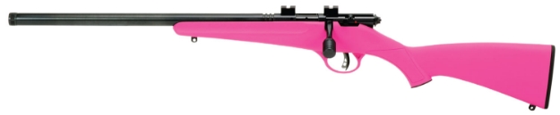 Picture of Savage Arms Rascal Flv-Sr 22 Lr Caliber With 1Rd Capacity, 16.12" Threaded Barrel, Matte Blued Metal Finish & Pink Synthetic Stock Left Hand (Youth) 