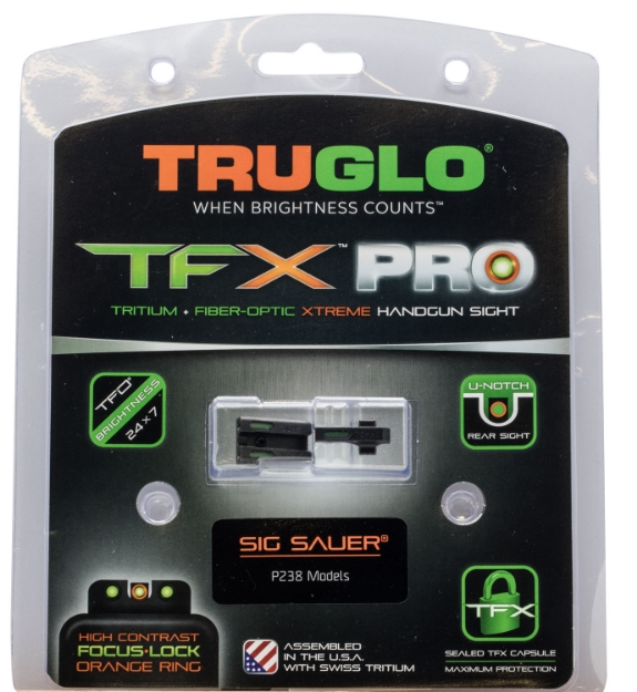 Picture of Truglo Tfx Pro Black | Green Tritium & Fiber Optic Orange Outline Front Sight Green Tritium & Fiber Optic Rear Sight 