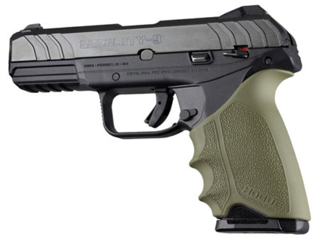 Picture of Hogue Handall Beavertail Made Of Rubber With Textured Od Green Finish & Finger Grooves For Ruger Security-9 