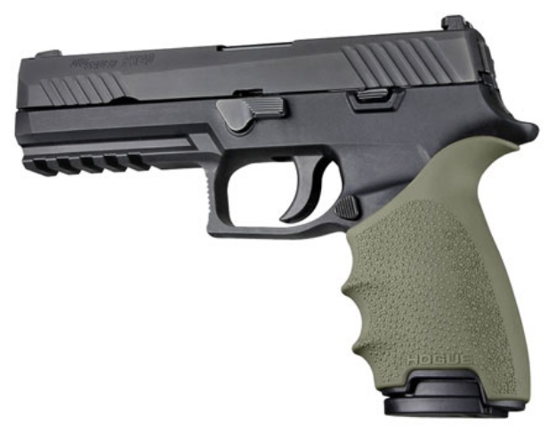 Picture of Hogue Handall Beavertail Grip Sleeve Made Of Rubber With Od Green Finish & Finger Grooves For Sig P320 