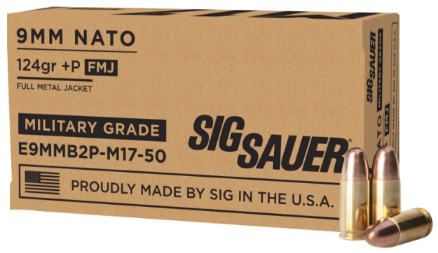 Picture of Sig Sauer Military Grade M17 9Mm Luger +P 124 Gr Full Metal Jacket (Fmj) 50 Per Box/20 Cs 