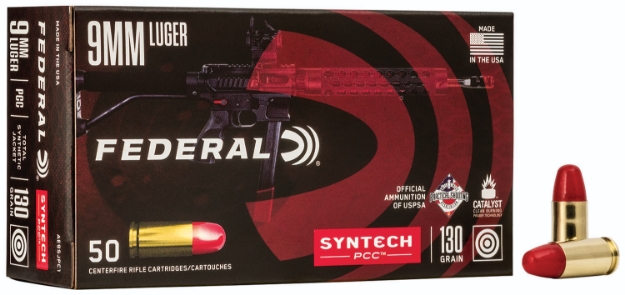 Picture of Federal American Eagle Syntech Pcc Training 9Mm Luger 130 Gr Total Syntech Jacket Flat Nose (Tsf) 50 Per Box/ 10 Cs 