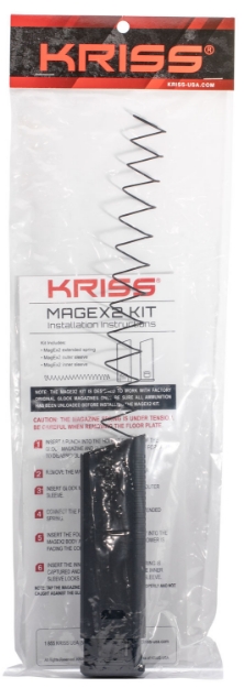 Picture of Kriss Usa Mag-Ex2 Extension Kit Made Of Polymer With Black Finish & Adds 23 Extra Rounds For 9Mm Luger 17Rd Glock 17 Gen3-5 Magazines (40Rd Total) 