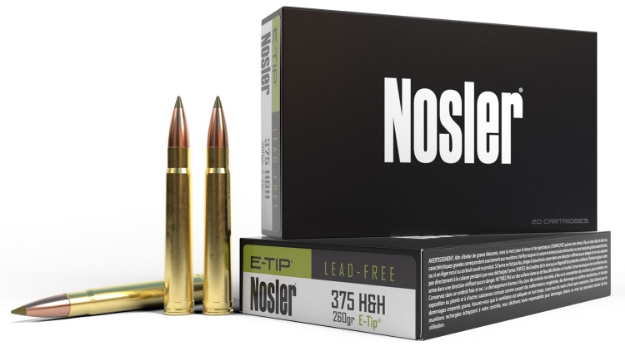 Picture of Nosler E-Tip Hunting 375 H&H Mag 260 Gr E-Tip Boat-Tail 20 Per Box/ 10 Cs 