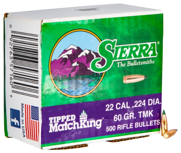 Picture of Sierra Tipped Matchking .22 Cal .224 60 Gr Tipped Matchking 500 Per Box 