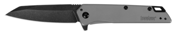 Picture of Kershaw Misdirect 2.90" Folding Reverse Tanto Plain Black Oxide Blackwash 4Cr14 Blade Gray Bead Blasted Stainless Steel Handle Includes Pocket Clip 