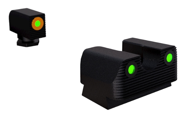 Picture of Rival Arms Night Sights For G17/G19 Black | Green Tritium Orange Ring Front Sight Green Tritium Black Ring Rear Sight 