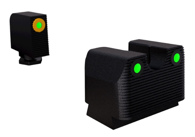 Picture of Rival Arms Night Sights For G17/G19 Black | Green Tritium Orange Ring Front Sight Green Tritium Black Ring Rear Sight 