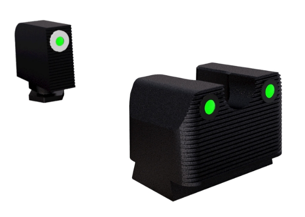 Picture of Rival Arms Night Sights For G17/G19 Black | Green Tritium White Ring Front Sight Green Tritium Black Ring Rear Sight 