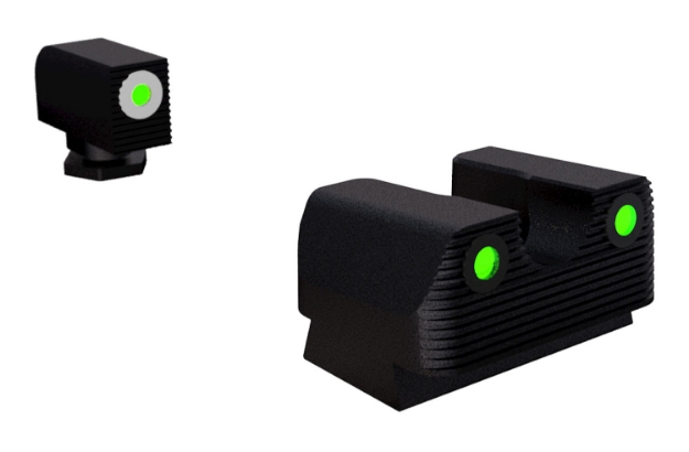 Picture of Rival Arms Night Sights For G17/G19 Black | Green Tritium White Ring Front Sight Green Tritium Black Ring Rear Sight 