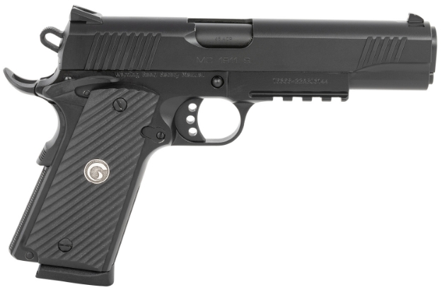 Picture of Eaa Girsan Mc1911s Government Full Size 45 Acp 8+1 5" Blued Steel Barrel, Blued Serrated Slide, Black Steel Frame W/Accessory Rail & Beavertail, Black Textured Polymer Grips Ambidextrous 