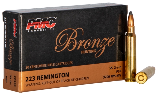 Picture of Pmc Bronze Hunting 223 Rem 55 Gr Pointed Soft Point (Psp) 20 Per Box/10 Cs 