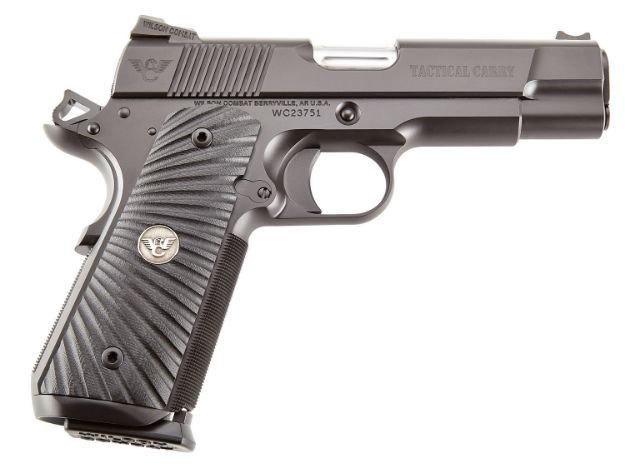 Picture of Wilson Combat 1911 Commander Tactical Carry 45 Acp 4.25" 8+1 Overall Black Carbon Steel With Black G10 Starburst Grip 