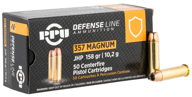 Picture of Ppu Defense Handgun 357 Mag 158 Gr Jacketed Hollow Point (Jhp) 50 Per Box/ 10 Cs 