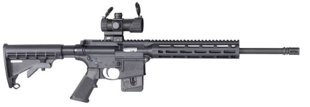 Picture of Smith & Wesson M&P15 Sport Or 22 Lr 10+1 16.50" Carbon Steel Barrel, Adjustable 6 Position Stock, M&P100 4Moa Red/Green Dot, A2 Flash Hider, Functioning Charging Handle, 2 Position Safety 