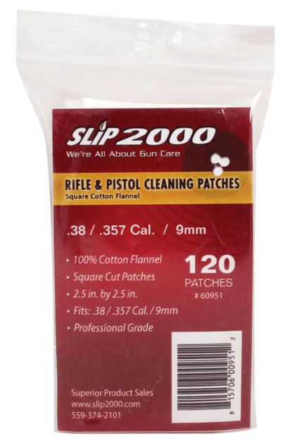 Picture of Slip 2000 Rifle And Handgun Cleaning Patches .38/.357/9Mm/10Mm 2.5" X 2.5" 120 Per Bag 