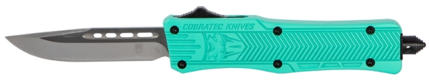 Picture of Cobratec Knives Ctk-1 Small 2.75" Otf Drop Point Plain D2 Steel Blade/Tiffany Blue Aluminum Handle Features Glass Breaker Includes Pocket Clip 