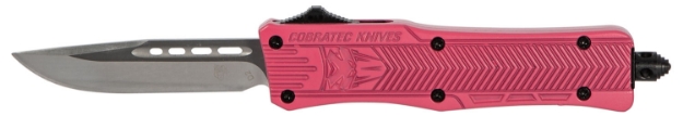 Picture of Cobratec Knives Ctk-1 Small 2.75" Otf Drop Point Plain D2 Steel Blade/Pink Aluminum Handle Features Glass Breaker Includes Pocket Clip 