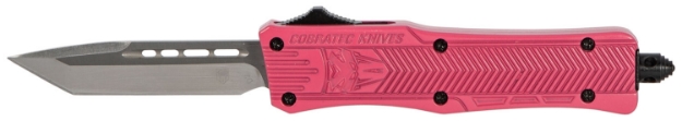 Picture of Cobratec Knives Ctk-1 Small 2.75" Otf Tanto Plain D2 Steel Blade/Pink Aluminum Handle Features Glass Breaker Includes Pocket Clip 