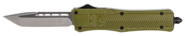 Picture of Cobratec Knives Ctk-1 Medium 3" Otf Tanto Plain D2 Steel Blade/Od Green Aluminum Handle Features Glass Breaker Includes Pocket Clip 