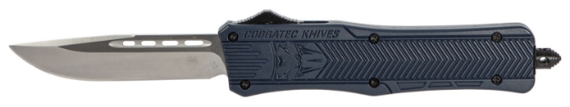 Picture of Cobratec Knives Ctk-1 Medium 3" Otf Drop Point Plain D2 Steel Blade/Nypd Blue Aluminum Handle Features Glass Breaker Includes Pocket Clip 