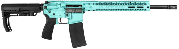 Picture of Black Rain Spec + Fusion 5.56X45mm Nato 16" 30+1 Tiffany Blue Battleworn Cerakote 6 Position Mft Minimalist Stock 