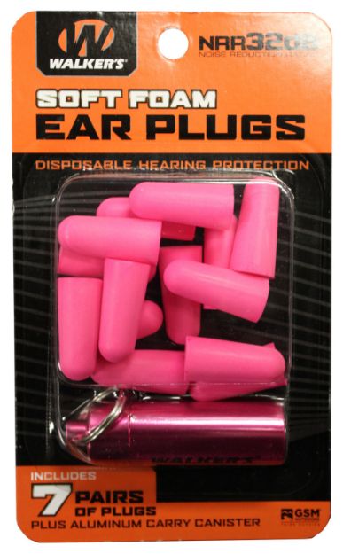 Picture of Walker's Foam Ear Plugs Foam 32 Db In The Ear Pink Adult 7 Pair 