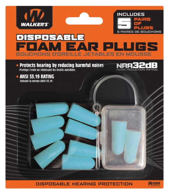 Picture of Walker's Foam Ear Plugs Foam 33 Db Teal 5 Pack 