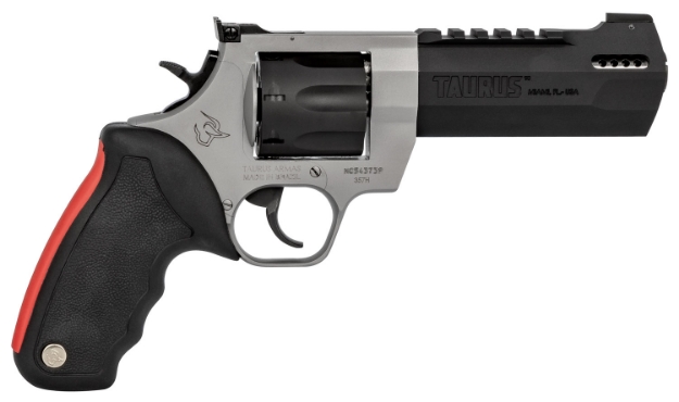 Picture of Taurus Raging Hunter 357 Mag 7Rd 5.12" Matte Black Oxide Cylinder & Barrel Matte Stainless Steel Frame Black Rubber With Integrated Red Cushion Insert Grip 