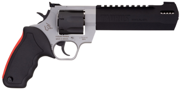 Picture of Taurus Raging Hunter 357 Mag 7Rd 6.75" Matte Black Oxide Cylinder & Barrel Matte Stainless Steel Frame Black Rubber With Integrated Red Cushion Insert Grip 