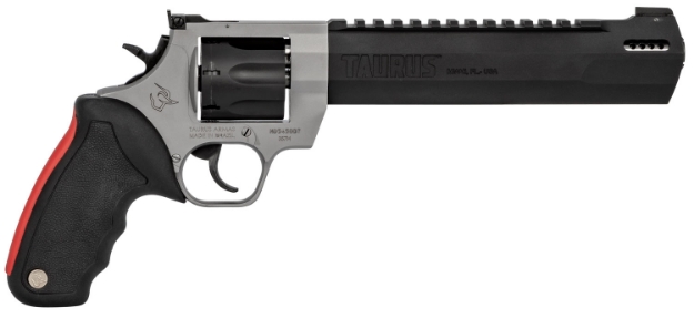 Picture of Taurus Raging Hunter 357 Mag 7Rd 8.38" Matte Black Oxide Cylinder & Barrel Matte Stainless Steel Frame Black Rubber With Integrated Red Cushion Insert Grip 