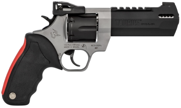 Picture of Taurus Raging Hunter 44 Rem Mag 6Rd 5.12" Matte Black Oxide Cylinder & Barrel Matte Stainless Steel Frame Black Rubber With Integrated Red Cushion Insert Grip 