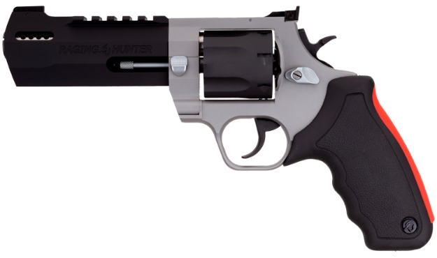 Picture of Taurus Raging Hunter 454 Casull 5Rd 5.12" Matte Black Oxide Cylinder & Barrel Matte Stainless Steel Frame Black Rubber With Integrated Red Cushion Insert Grip 