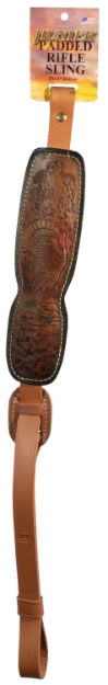 Picture of Hunter Company Trophy Custom Sling Made Of Brown Leather With Suede Lining, Turkey Engraving & Padded Design For Rifles 