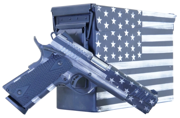 Picture of Citadel 1911-A1 Government 45 Acp 5" 8+1 Overall American Flag Gray Cerakote Finish With Steel Slide, Black G10 Grip & 70 Series Firing System Includes 2 Mags & Ammo Can 