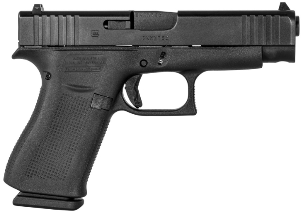 Picture of Glock G48 Compact Slim 9Mm Luger 10+1 4.17" Black Gmb Barrel Black, Ndlc Serrated Slide, Black Polymer Frame W/Beavertail, Black Textured Polymer Grips, Right Hand 