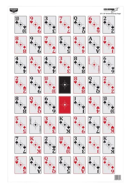 Picture of Birchwood Casey Eze-Scorer 52-Card Shoot-Up Playing Cards Paper Hanging 23" X 35" Black/Red 100 Per Pkg 