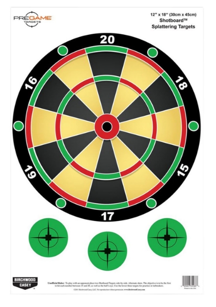 Picture of Birchwood Casey Pregame Shotboard Dart Board Paper Hanging Universal 12" X 18" Multi-Color 100 Per Pkg 