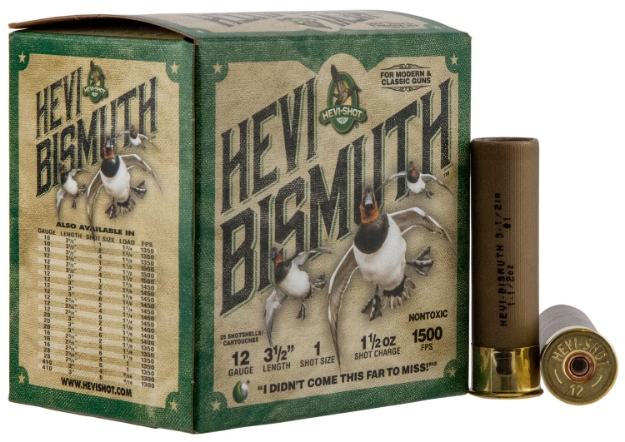 Picture of Hevi-Shot Hevi-Bismuth Waterfowl 12 Gauge 3.50" 1 1/2 Oz 1500 Fps Bismuth 1 Shot 25 Bx/10 Cs 