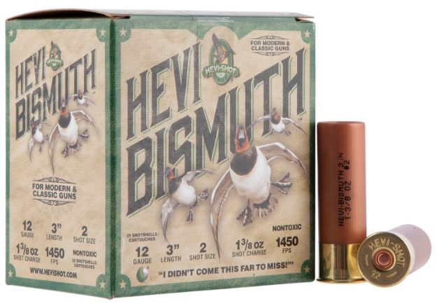 Picture of Hevi-Shot Hevi-Bismuth Waterfowl 12 Gauge 3" 1 3/8 Oz 1450 Fps Bismuth 2 Shot 25 Bx/10 Cs 