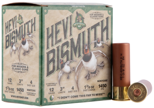 Picture of Hevi-Shot Hevi-Bismuth Waterfowl 12 Gauge 3" 1 3/8 Oz 1450 Fps Bismuth 4 Shot 25 Bx/10 Cs 