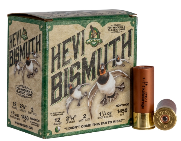 Picture of Hevi-Shot Hevi-Bismuth Waterfowl 12 Gauge 2.75" 1 1/4 Oz 1450 Fps Bismuth 2 Shot 25 Bx/10 Cs 