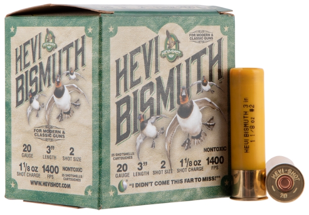 Picture of Hevi-Shot Hevi-Bismuth Waterfowl 20 Gauge 3" 1 1/8 Oz 1400 Fps Bismuth 2 Shot 25 Bx/10 Cs 