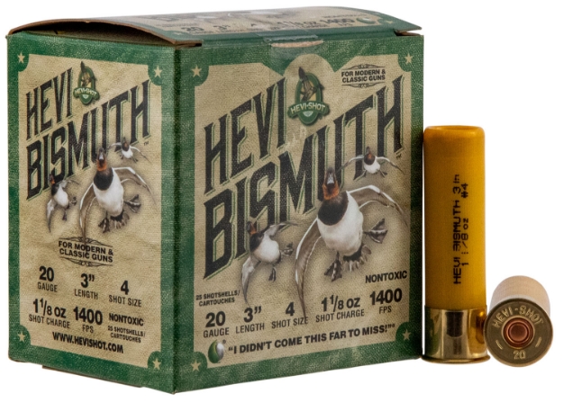 Picture of Hevi-Shot Hevi-Bismuth Waterfowl 20 Gauge 3" 1 1/8 Oz 1400 Fps Bismuth 4 Shot 25 Bx/10 Cs 