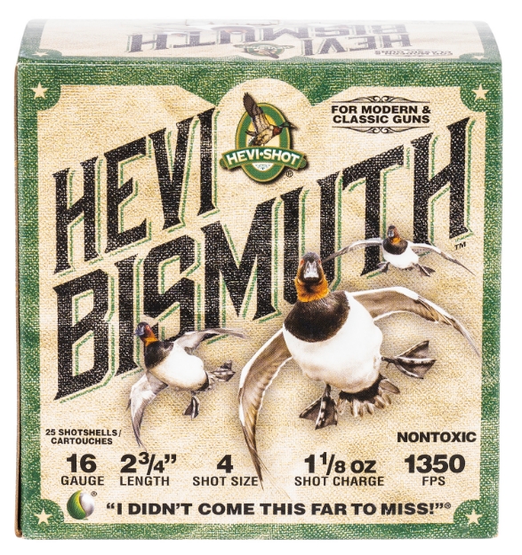 Picture of Hevi-Shot Hevi-Bismuth Waterfowl 16 Gauge 2.75" 1 1/8 Oz 1350 Fps Bismuth 4 Shot 25 Bx/10 Cs 