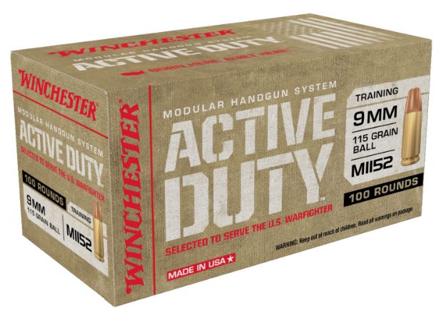 Picture of Winchester Ammo Active Duty Mil-Spec 9Mm Luger 115 Gr Full Metal Jacket Flat Nose (Fmjfn) 100 Per Box/5 Cs 