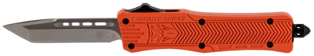 Picture of Cobratec Knives Ctk-1 Small 2.75" Otf Drop Point Plain D2 Steel Blade/Orange Aluminum Handle Features Glass Breaker Includes Pocket Clip 