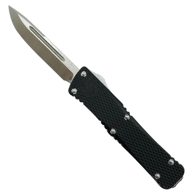 Picture of Cobratec Knives Mini Mamba 2.25" Otf Drop Point Plain D2 Steel Blade/Black Aluminum Handle Includes Pocket Clip 