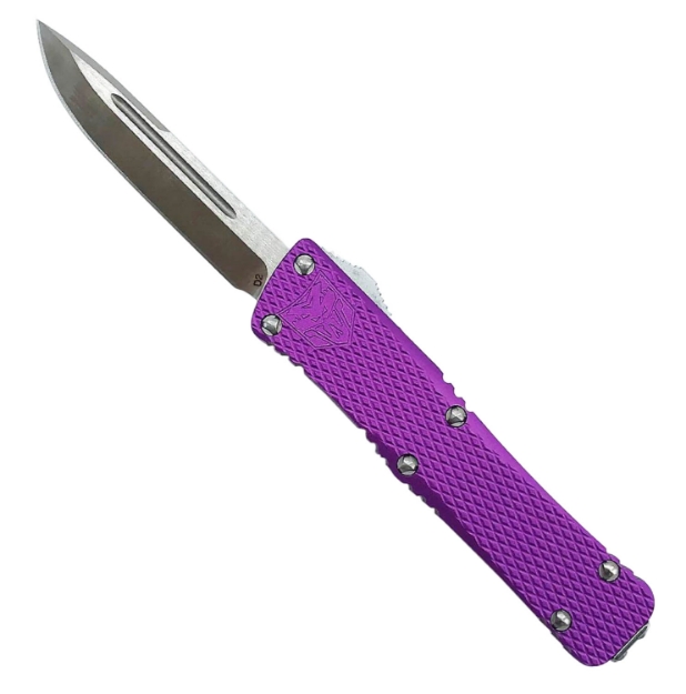 Picture of Cobratec Knives Mini Mamba 2.25" Otf Drop Point Plain D2 Steel Blade/Purple Aluminum Handle Includes Pocket Clip 